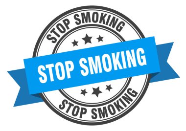 sigarayı bırakın etiketi. Mavi bant tabelası içmeyi bırak. Sigarayı