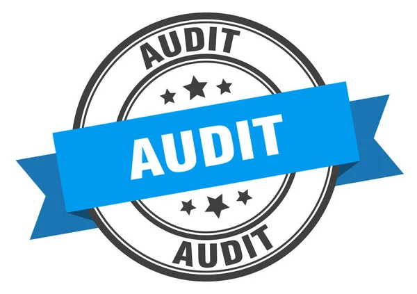Etichetta di audit. segno della banda blu di controllo. audit — Vettoriale Stock