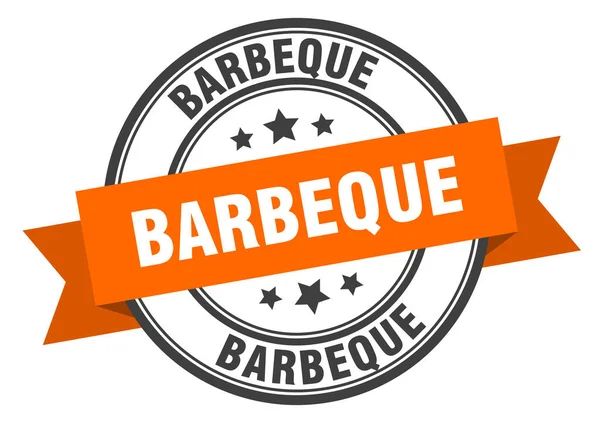 Etiqueta de barbacoa. señal de banda naranja barbacoa. parrilla — Vector de stock