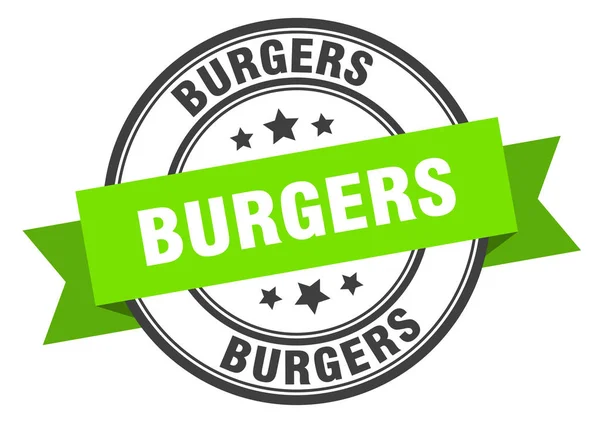 Etichetta hamburger. hamburger banda verde segno. hamburger — Vettoriale Stock