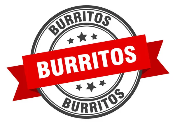 Etiqueta burritos. signo de banda roja burritos. burritos — Archivo Imágenes Vectoriales