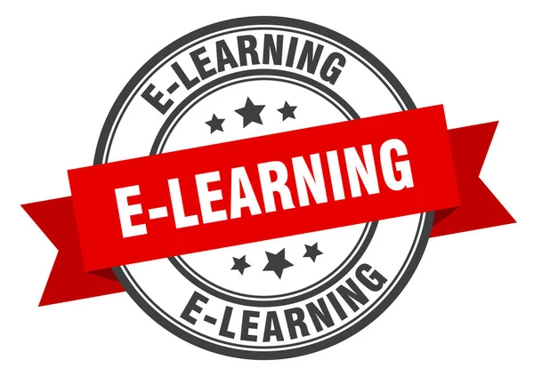 Etiqueta de e-learning. e-learning señal de banda roja. e-learning — Archivo Imágenes Vectoriales