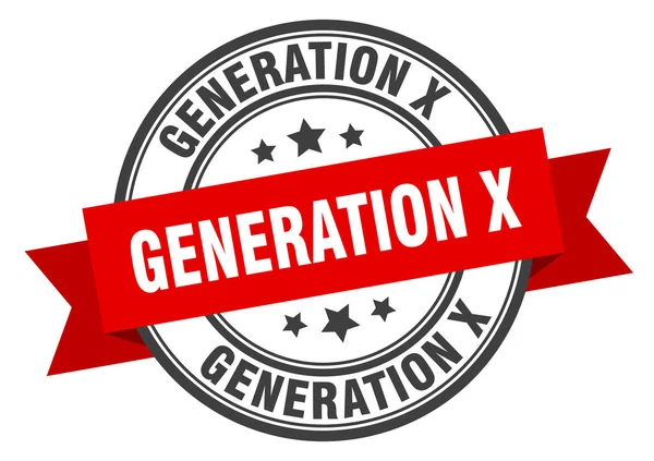 Geração x rótulo. sinal de geração x banda vermelha. geração x —  Vetores de Stock