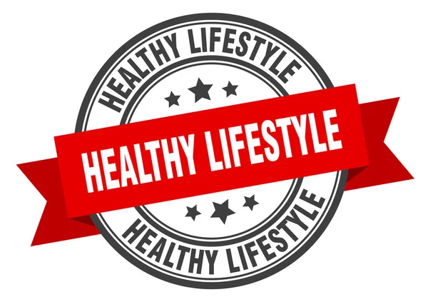 Σήμα υγιούς τρόπου ζωής. κόκκινο σύμβολο της μπάντας υγιούς τρόπου ζωής. υγιεινός τρόπος ζωής — Διανυσματικό Αρχείο