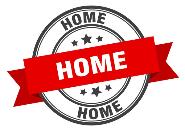 Home Etikett. Ein rotes Hausband. Heimat — Stockvektor