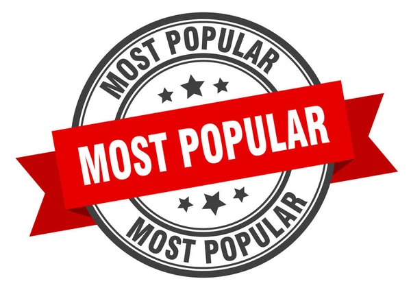 Etiqueta más popular. signo de banda roja más popular. más popular — Archivo Imágenes Vectoriales