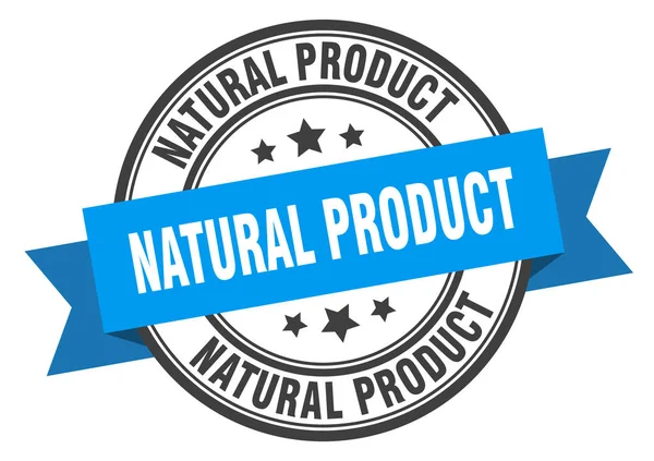 Etiqueta natural del producto. signo de banda azul producto natural. producto natural — Vector de stock