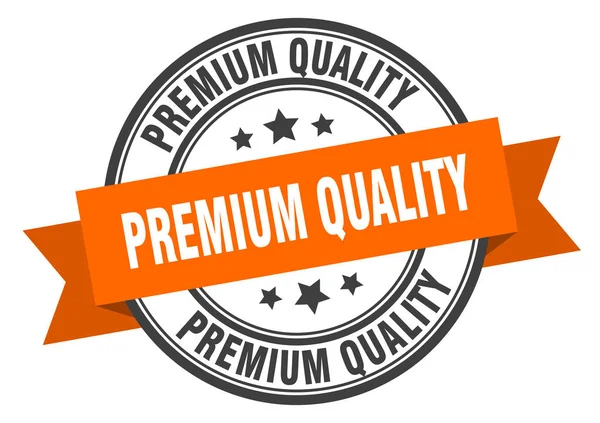 Etiqueta de calidad premium. signo de banda naranja de calidad premium. calidad premium — Archivo Imágenes Vectoriales