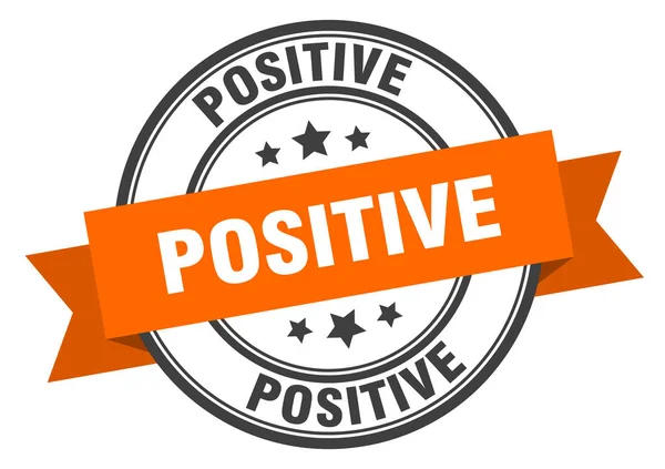 Étiquette positive. signe de bande orange positif. positif — Image vectorielle