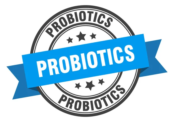 Etykieta probiotyki. Probiotyki niebieski znak zespołu. Probiotyki — Wektor stockowy