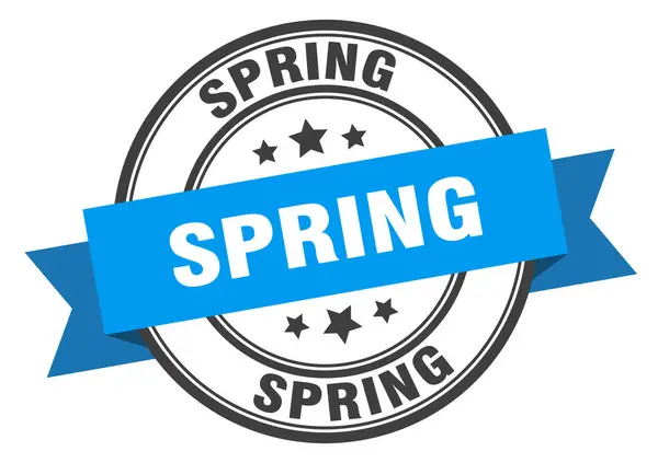 Etiqueta da mola. sinal de banda azul primavera. primavera — Vetor de Stock