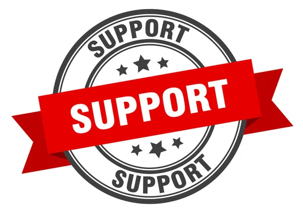 Etiqueta de soporte. signo de banda roja de apoyo. apoyo — Archivo Imágenes Vectoriales