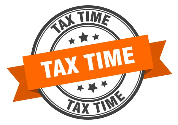 Etiqueta do tempo de imposto. tempo de imposto sinal banda laranja. tempo fiscal —  Vetores de Stock
