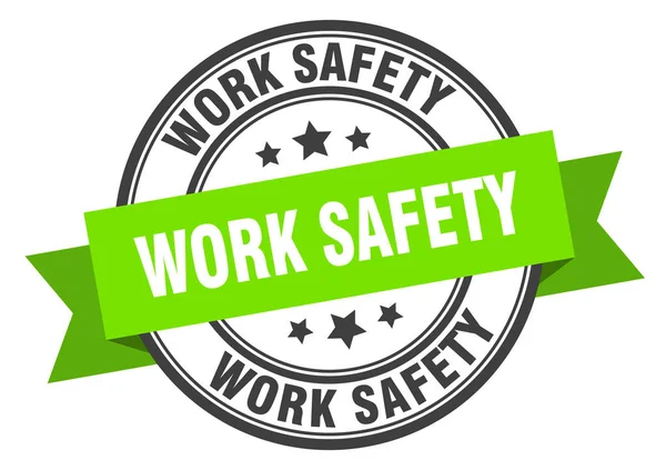 Arbeitssicherheitsetikett. Grünes Band zur Arbeitssicherheit. Arbeitssicherheit — Stockvektor