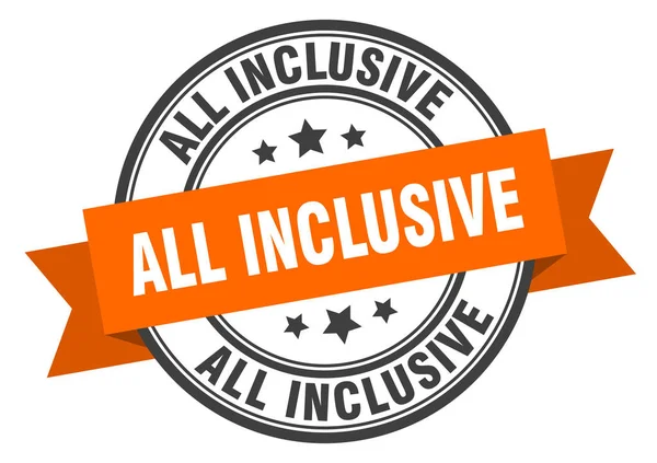 All inclusive label. all inclusive orange band sign. all inclusive — Stock Vector