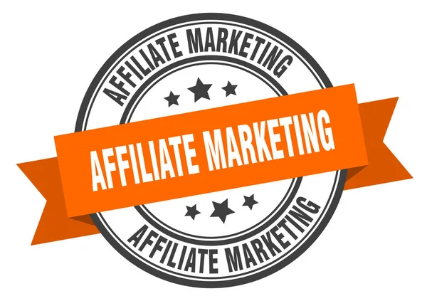 Etichetta di marketing di affiliazione. affiliate marketing arancione banda segno. marketing di affiliazione — Vettoriale Stock