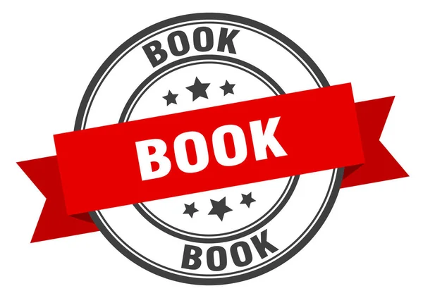 Etiqueta del libro. libro signo de banda roja. libro — Vector de stock