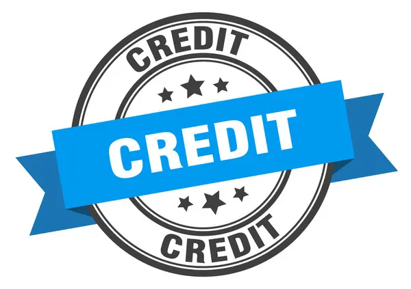 Кредитный ярлык Знак кредитной синей полосы. кредит — стоковый вектор