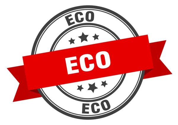 Eco-label. Eco rode band teken. Eco — Stockvector