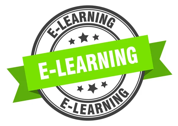 Etiqueta de e-learning. e-learning signo de banda verde. e-learning — Archivo Imágenes Vectoriales