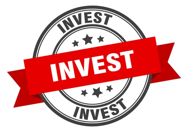 Invest Label. Invest Red band-skylt. Investera — Stock vektor