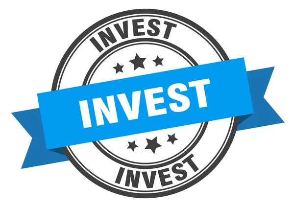 Investir rótulo. investir sinal banda azul. investir — Vetor de Stock