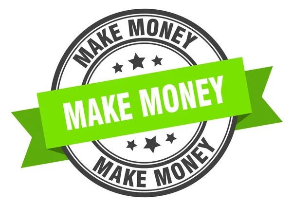 Hacer etiqueta de dinero. ganar dinero signo de banda verde. ganar dinero — Archivo Imágenes Vectoriales