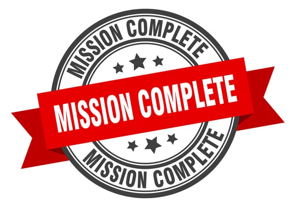 Missão etiqueta completa. missão sinal banda vermelha completa. missão completa — Vetor de Stock