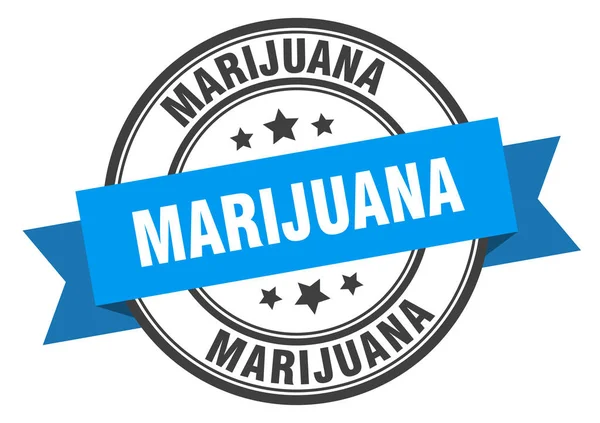 Ετικέτα μαριχουάνας. μπλε πινακίδα μαριχουάνας. Μαριχουάνα — Διανυσματικό Αρχείο