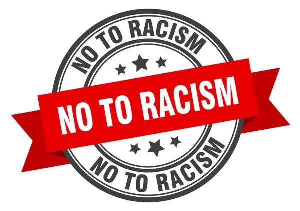 Nee tegen racisme-etikettering. Nee tegen racisme rode band teken. Nee tegen racisme — Stockvector