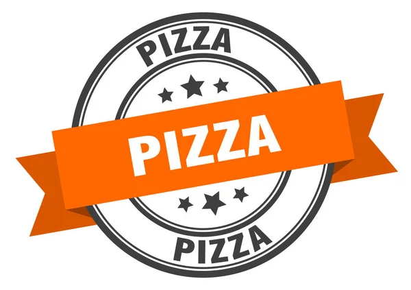 Pizza etikett. Pizza orange band skylt. Pizza — Stock vektor