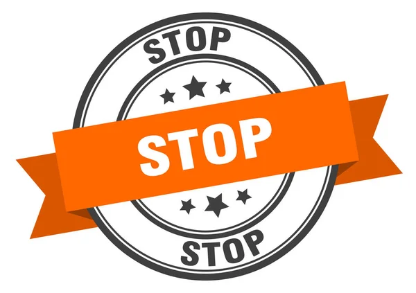 Stop-Etikett. orangefarbenes Stoppschild. Stopp — Stockvektor