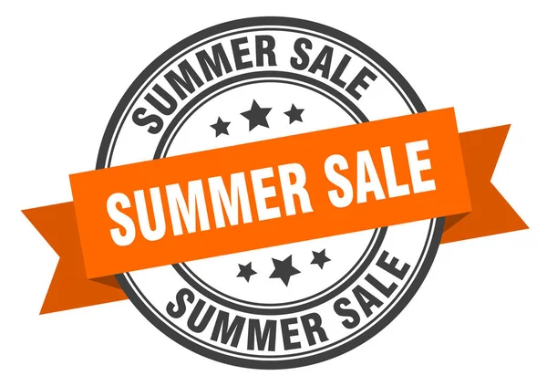 夏の販売ラベル。夏の販売オレンジバンドサイン。夏のセール — ストックベクタ