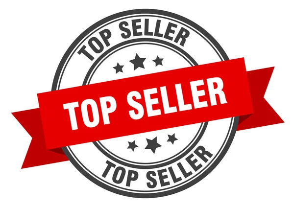 Bestseller label. top verkoper rode band teken. bestseller — Stockvector