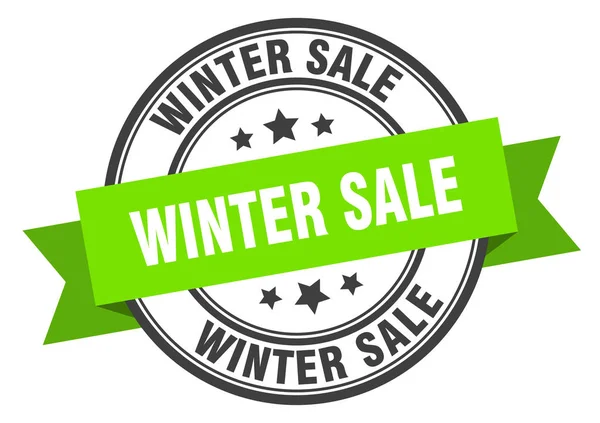 Winter verkoop label. winter verkoop groene band teken. winter Sale — Stockvector