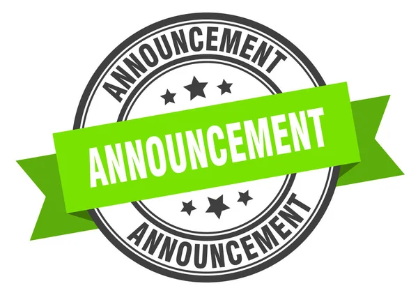 Announcement label. announcement green band sign. announcement — Stock Vector