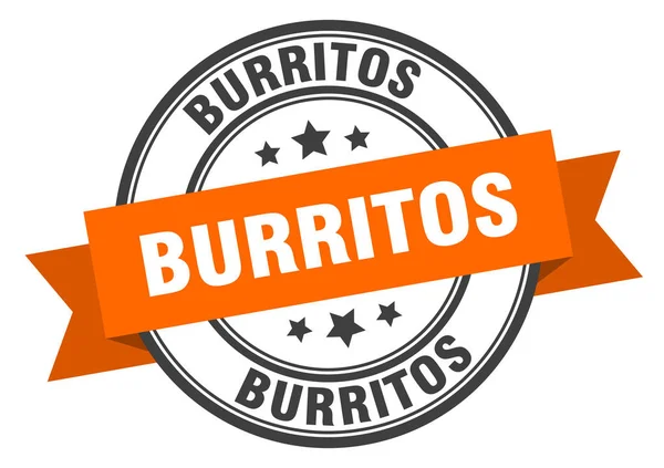 Etichetta burritos. segno banda arancione burritos. burritos — Vettoriale Stock
