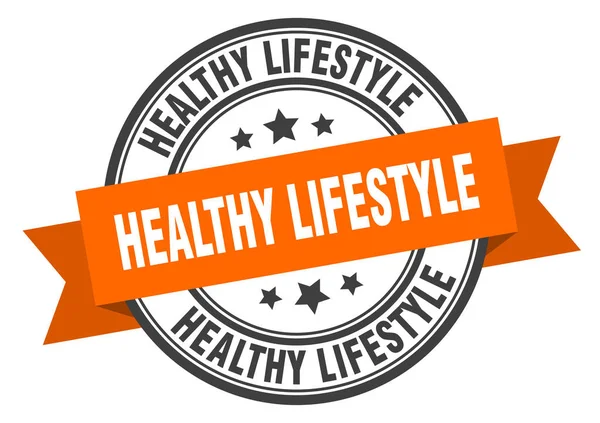 Gezond Lifestyle label. gezonde levensstijl oranje band teken. gezonde levensstijl — Stockvector