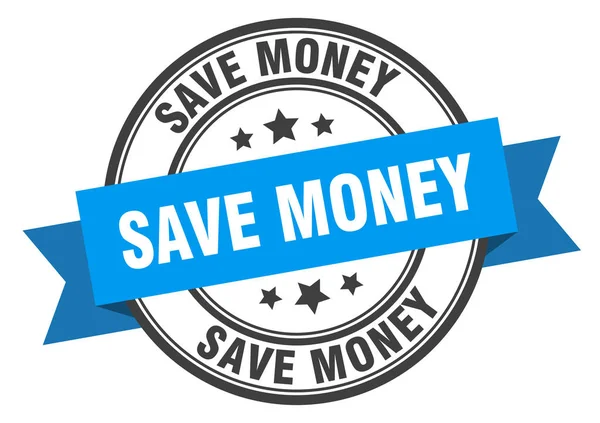 Sparen Sie Geld. Geld sparen blaues Band Zeichen. Geld sparen — Stockvektor