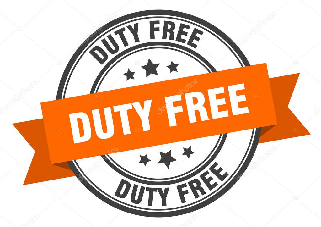 duty free label. duty free orange band sign. duty free