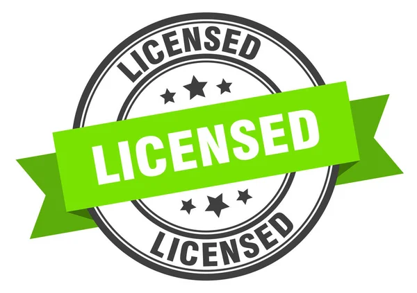 Etiqueta con licencia. signo de banda verde con licencia. con licencia — Vector de stock