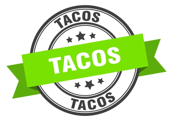 Taco's label. taco's groene band teken. Tacos — Stockvector