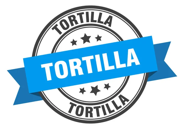 Tortilla Etikett. tortilla blaues Band Zeichen. Tortilla — Stockvektor