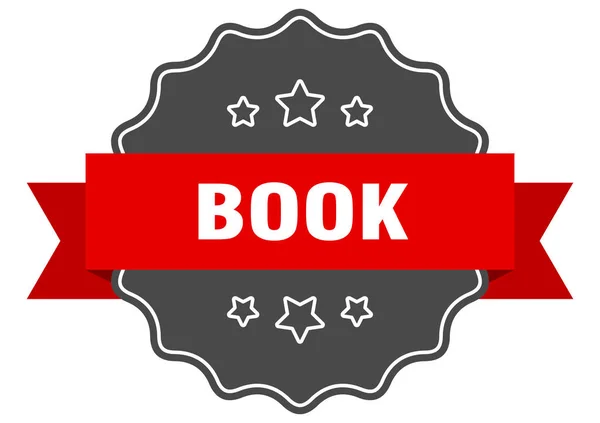 Štítek s červenou knihou. knižní izolovaná pečeť. Kniha — Stockový vektor