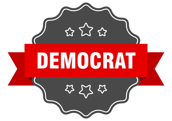 Democraat rood label. democraat geïsoleerd zegel. Democraat — Stockvector
