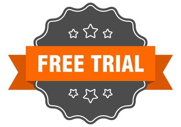 Свободный пробный изолированный печать. бесплатная пробная оранжевая этикетка. бесплатный суд — стоковый вектор