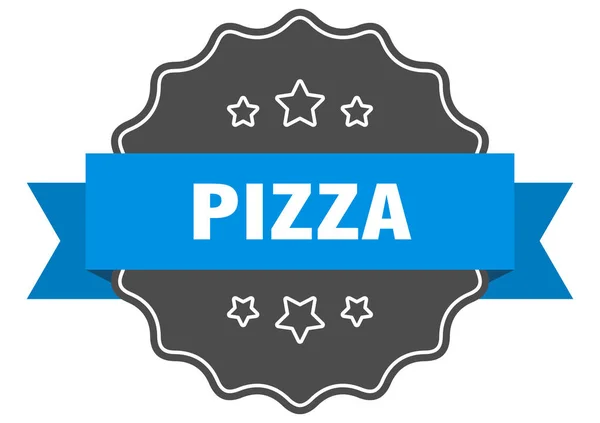 Pizza blauw label. Pizza geïsoleerd zegel. Pizza — Stockvector