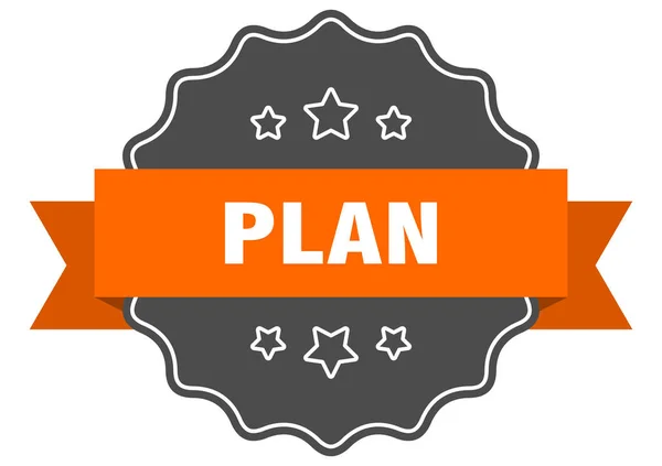 Plan geïsoleerde afdichting. plan oranje label. Plan — Stockvector