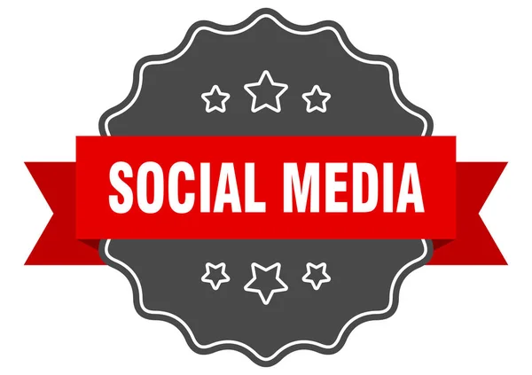 Etiqueta vermelha de mídia social. selo isolado de mídia social. redes sociais — Vetor de Stock