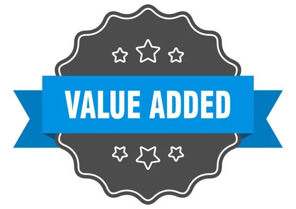 Προστιθέμενη αξία μπλε ετικέτα. της προστιθέμενης αξίας. προστιθέμενη αξία — Διανυσματικό Αρχείο